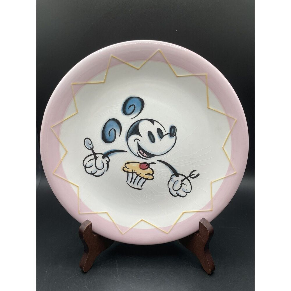 Vintage Mickey Mouse Pink‎ Dessert Plate so cute 8 1/2"